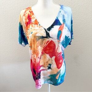 Women's Chico Artistic Floral V-Neck Top Shirt Tee